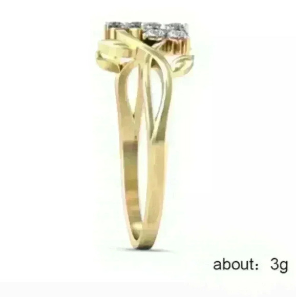 New Yellow Gold Leaf and Flower Ring - Picture 2 of 4